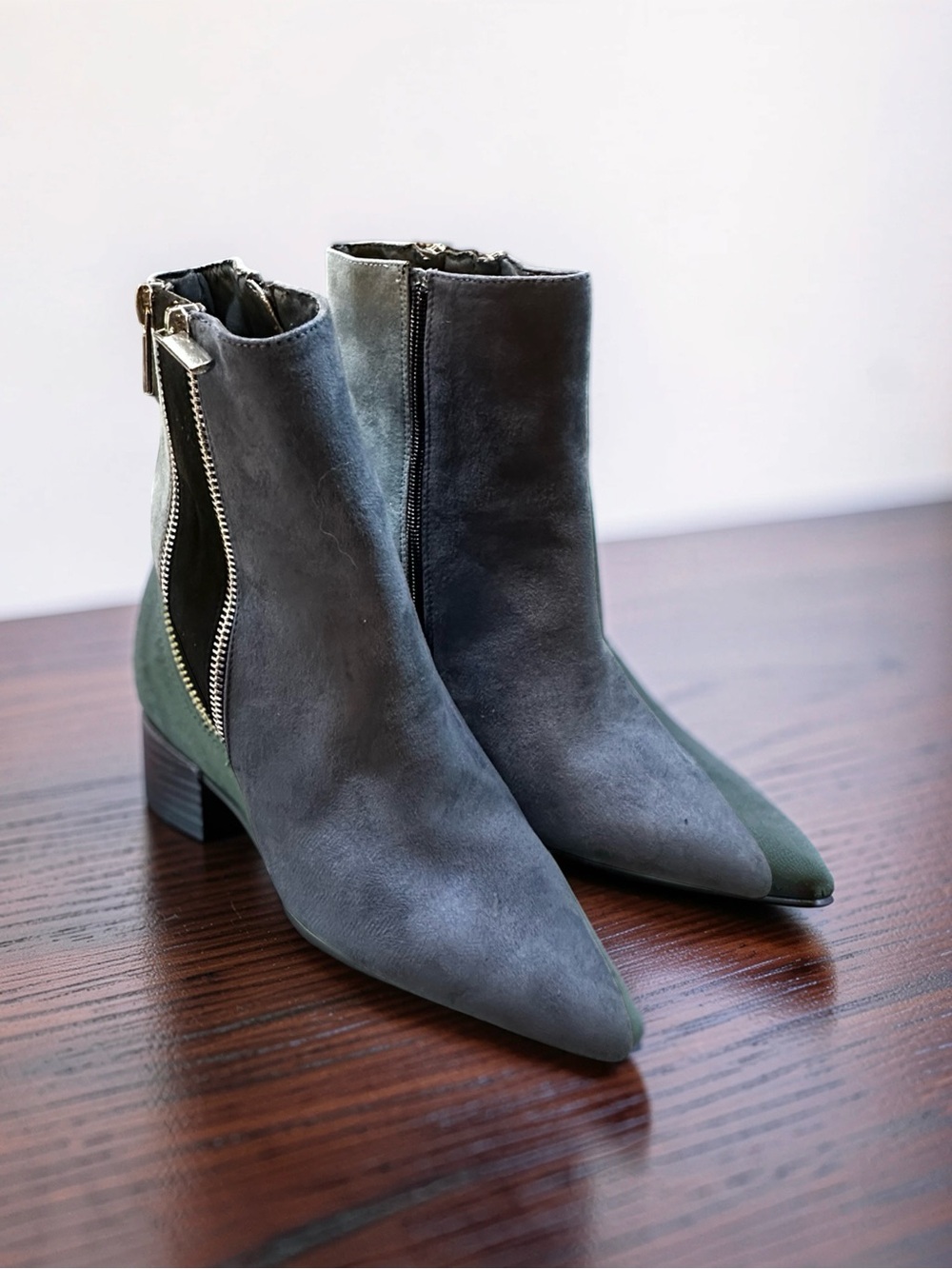Just FB Women’s Blue Pointed Toe Ankle Boots with Side Zipper YT14